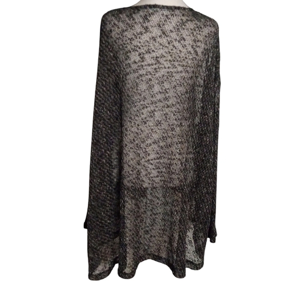 Alembika Black & Gray Oversized Open Knit Drop Shoulder Sweater Size XL - Picture 5 of 9